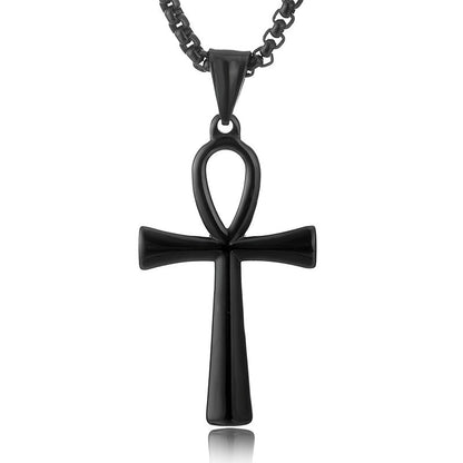 Colar de Aço Inoxidável Egípcio Ankh Para Homens Mulheres Cruz Pingente Corrente Moda Acessórios de Joias Impermeáveis