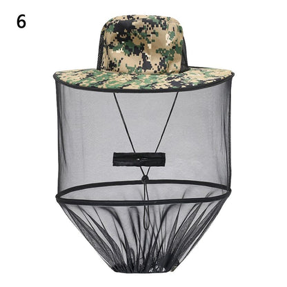 Chapéu Mosquiteiro Com Tela Protetora Repelente Insetos Abelhas Proteção Masculino Feminino Chapéu De Pesca Protetor Solar Ao Ar Livre