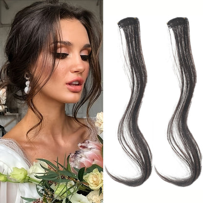 2PC Franja Sintética Extensões de Cabelo Peruca Cacheado Presilha Frontal Lateral Longa Ondulada Franja Loira Com Presilha Franja Invisível Cabelo Falso