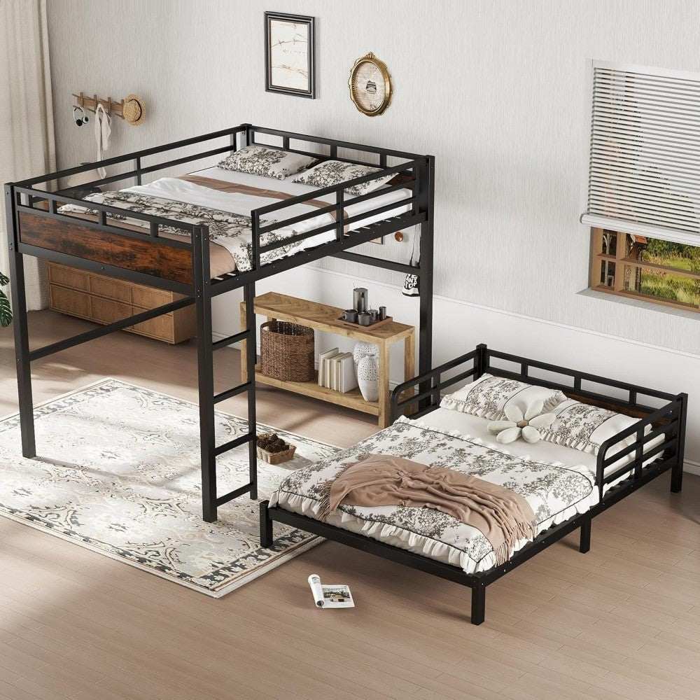 Double Decker Bunk Bed with Headboard and Full-Sized Safety Rail, Detachable Full-Size Bunk Beds, Sturdy Heavy-Duty Bunk Beds fo