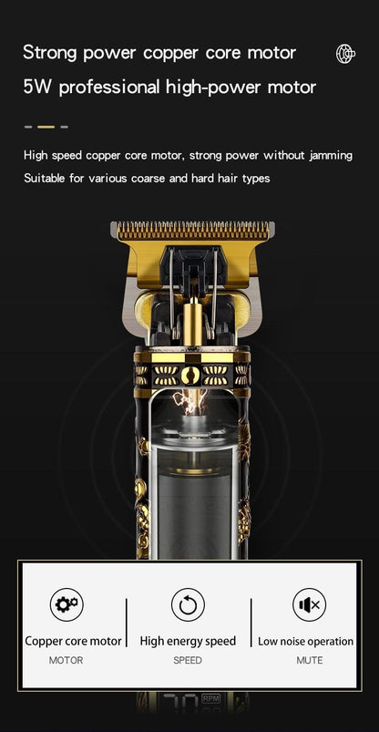 Electric Hair Clipper Professional Men's Hair Clipper LCD Display T-Blade Trimmer Zero Gap Cordless Rechargeable Men's Trimmer G