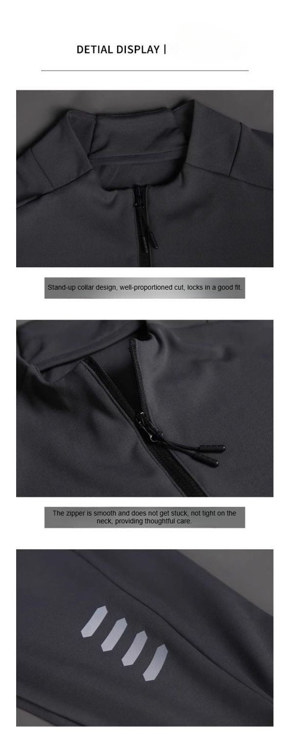 Men's American Long - sleeve Fitness Outerwear for Cycling, Running, Training – Quick - dry, Slim - fit, Elastic