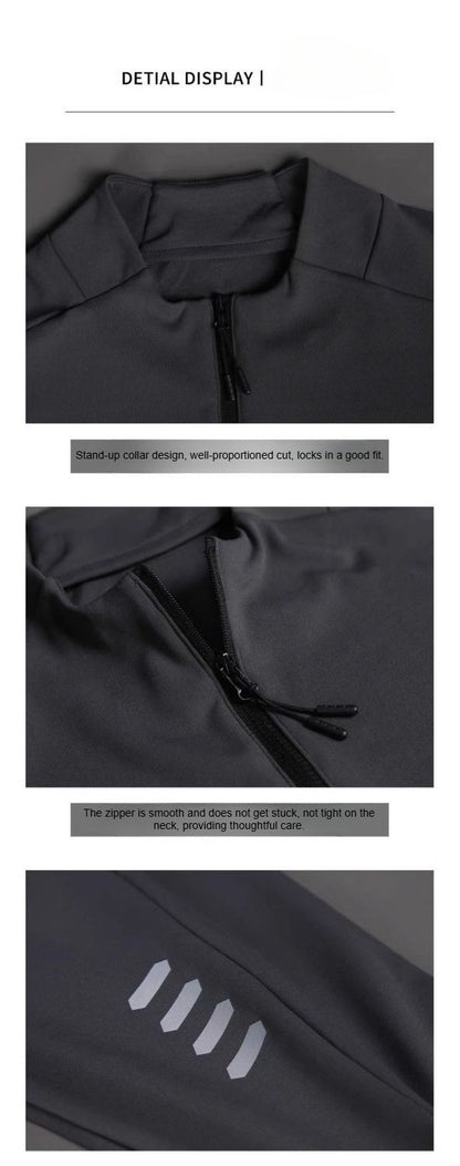 Men's American Long - sleeve Fitness Outerwear for Cycling, Running, Training – Quick - dry, Slim - fit, Elastic