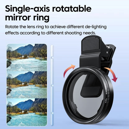 Filtro CPL Universal 52 mm com clipe para celulares iPhone Samsung