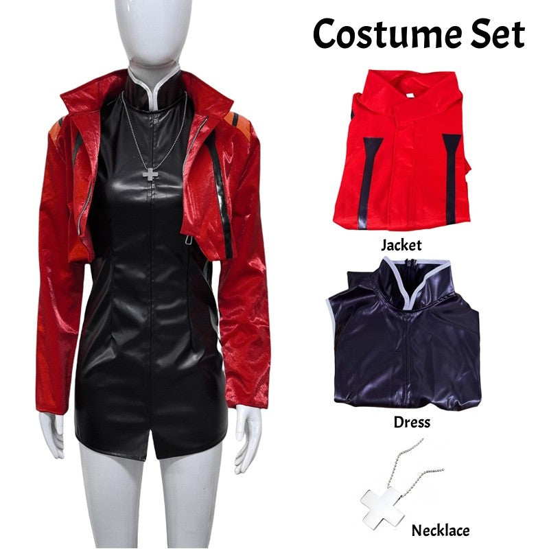 Katsuragi Misato Cosplay Costume Anime EVA Katsuragi Misato Cosplay Red Jacket Dress Uniform Halloween Party Costume For Women