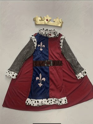 Boys Medieval Royal King Costume Set with Crown and Cape