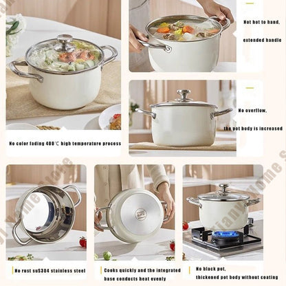 304 Stainless Steel Soup Pot Non-stick Frying Pan with lid Home Hot Pot Induction Cooker Gas Stove wok Food Supplement Milk Pot