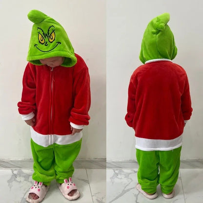 Halloween Cartoon Animal Onesie Pajamas Couple Hooded Plush Home Clothes Winter Warm Sleepwear Matching Family Outfits