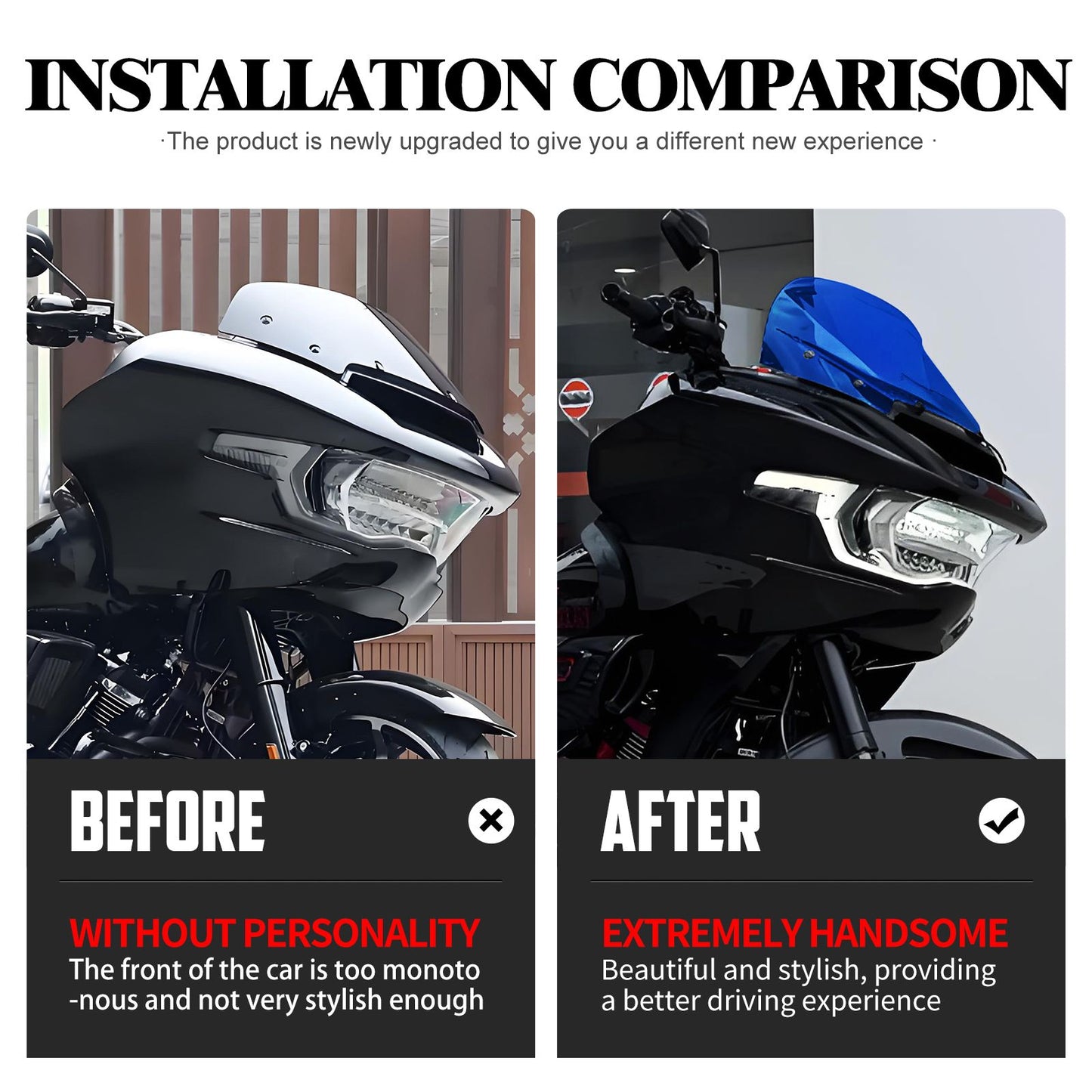 Para-brisa de motocicleta 10" Carenagem Defletor de vento Para-brisa ABS para Harley Touring CVO Road Glide 2023 2024 2025 FLTRX FLTRXSE