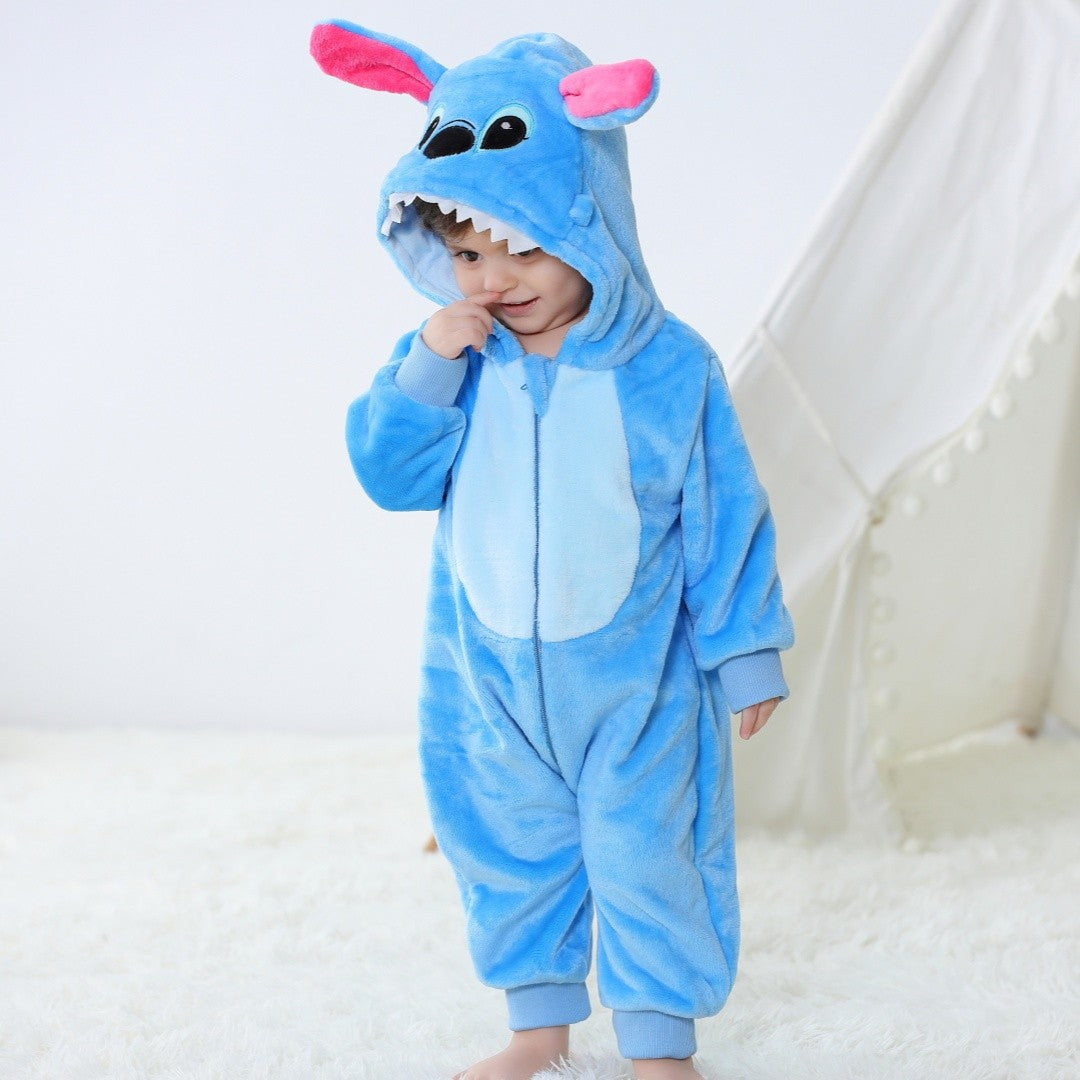 Baby Kigurumi Stitch Cartoon Romper Infant Kids Animal Onesie Jumpsuit Toddler Clothes Girls Boys Cosplay Costumes For Halloween