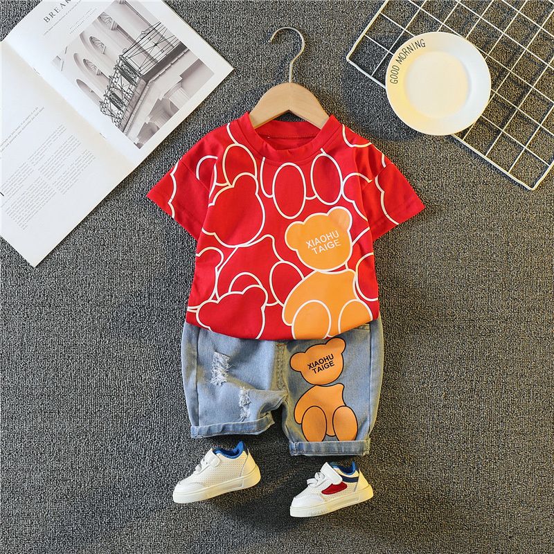Novo Terno de Roupa de Verão para Bebê Meninas Moda Infantil Meninos Desenho Animado Camiseta Shorts 2 Peças/Conjuntos Traje Casual para Crianças Agasalhos