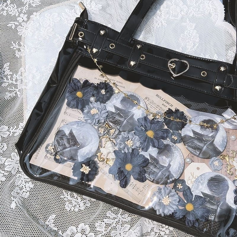 New Original Spicy Girl Cool Ita Bag Large Capacity Transparent Pain Layer Crossbody Bag Love Chain Ulzzang Shoulder Bag Handbag