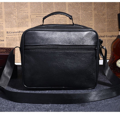 Men Genuine Leather Shoulder Bag Male Cowhide Leather Handbags Men's Large Zipper Messenger Bag Travel Tablet Bag Tote