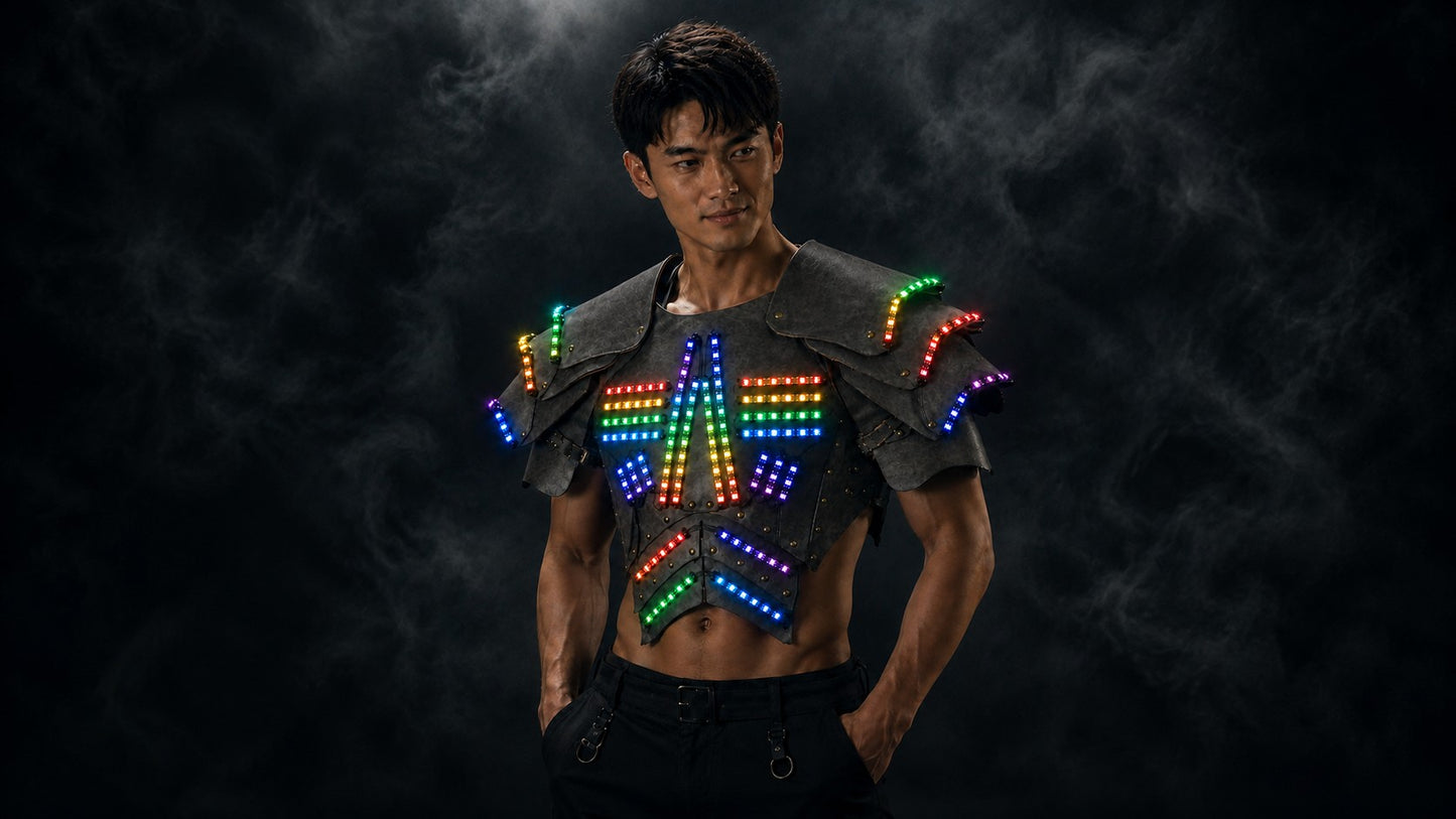 Cyber LED Glow Armor Cape – Illuminated Cosplay & Club Wear