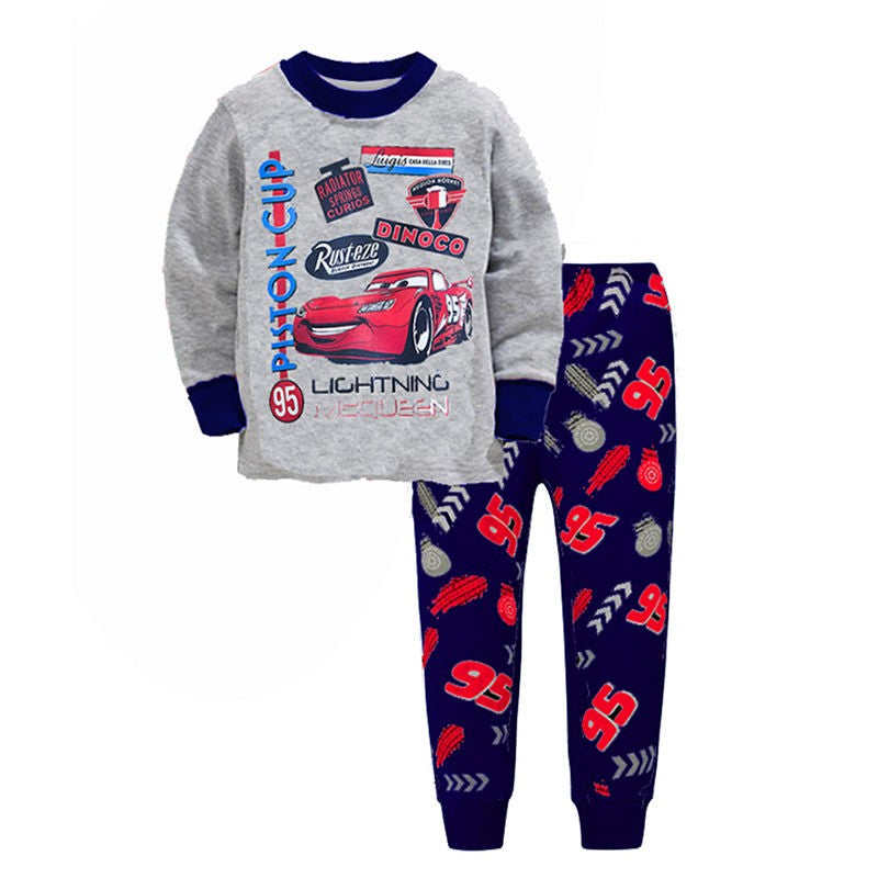Kids Pajamas Sets Baby Girls and Boys Lightning Mcqueen Pyjamas Cotton Clothes 95 Car Cartoon Long sleeve T-shirt+Pants pyjama