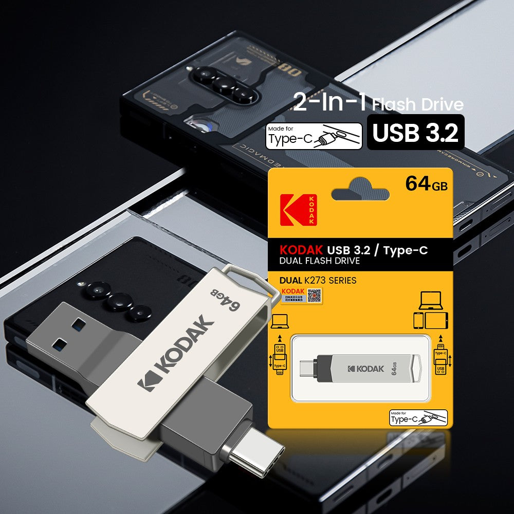 Pen Drive Kodak K273 USB 3.1 OTG 64 GB USB3.1 Gen 1 Tipo C Pen Drive 64G USB-C Cartão de Memória 64gb Alta Velocidade