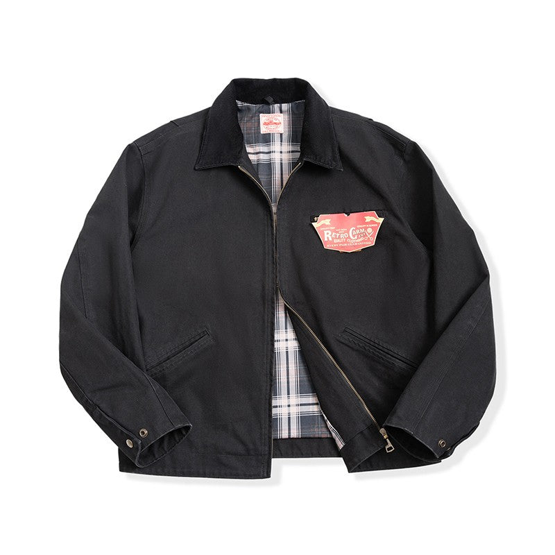 Maden Retro Canvas Detroit Hunting J001 Jacket Heavyweight Pocket Work Jacket Lapel Collar Zipper Coat for Men's Spring and Fall