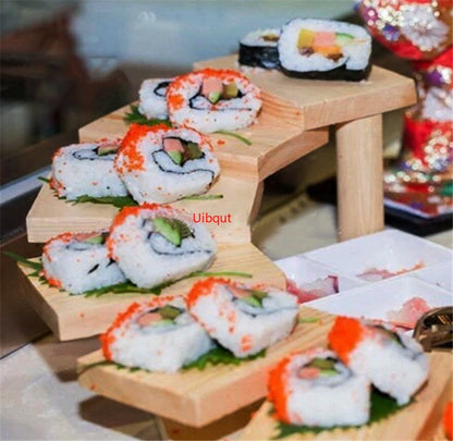 Japanese wooden wood Cuisine Sushi Bridge Boats Pine Creative Sushi Sashimi plate Platter Sushi Tableware Decoration Ornament