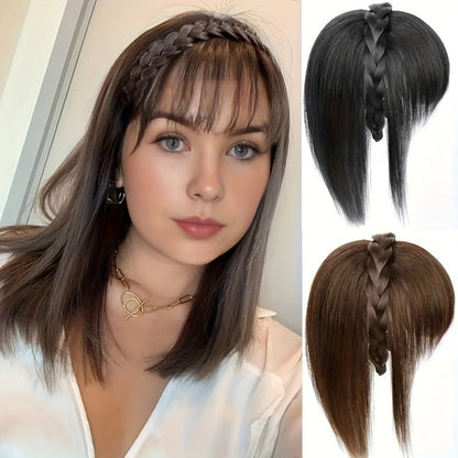 Topper de Cabelo Sintético com Tiara Franja Franja 3D Cabelo Sintético Clip em Extensões de Cabelo para Uso Diário Acessórios de Cabelo
