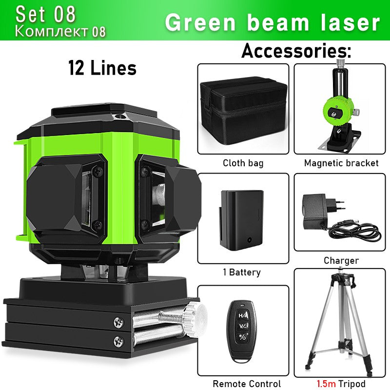 Nível a Laser Clubiona 16/12 Linhas linha verde Autonivelante 360 Horizontal e Vertical Nível a Laser de Feixe Verde Super Potente