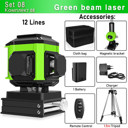 Nível a Laser Clubiona 16/12 Linhas linha verde Autonivelante 360 Horizontal e Vertical Nível a Laser de Feixe Verde Super Potente
