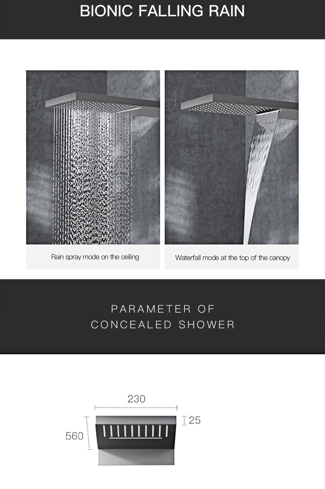 Luxury  black brass shower system wall-mounted LED digital display design Cold & hot dual-control 4-function ceiling shower Tap
