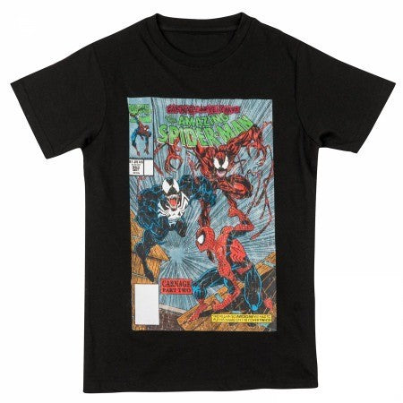 Marvel Spider Man Black T Shirt Men 2025 Summer Cotton Comic Design Carnage Venom Battle Scene Red Black Suit Gaming Pornix