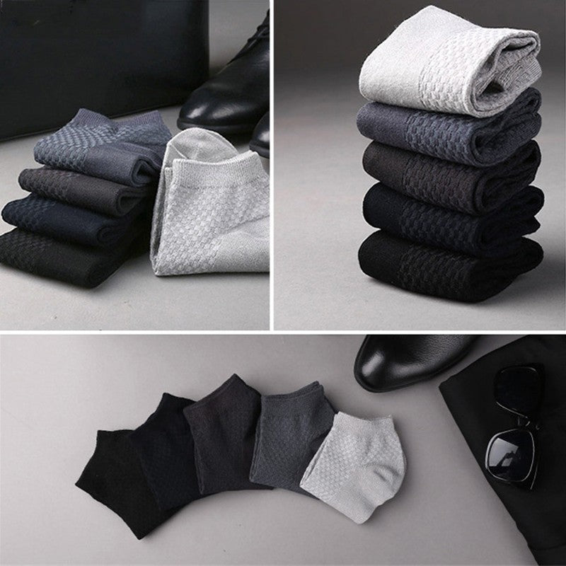 5Pairs/lot Men Socks Bamboo Fiber Short Ankle Socks High Quality Summer Winter Business Breathable Male Short Sock Meias Man Sox