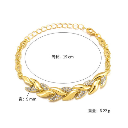 Pulseira de Luxo Love Folha Trançada com Cristais, Braceletes de Casamento para Mulheres, Presentes de Aniversário, Dia dos Namorados, Joias Estéticas
