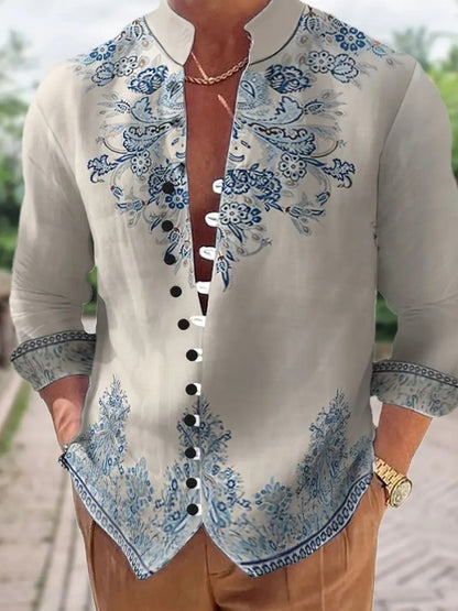 New men's fashionable casual shirts, autumn and spring men's retro cotton and linen shirt tops are dispatched quickly