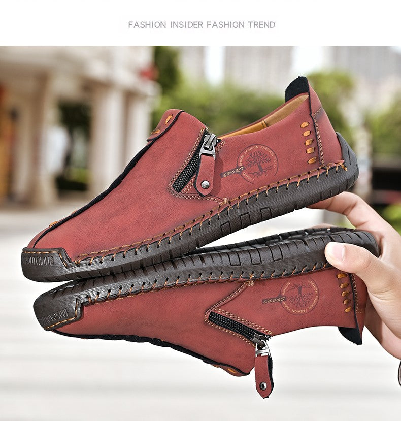 Handmade Leather Men Shoes Casual Slip On Loafers Breathable Leather Shoes Men Flats Hot Sale Moccasins Outdoor Shoes Plus Size