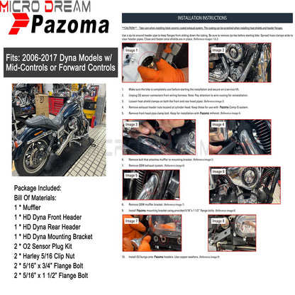 Slip-on Muffler Full Exhaust System 2-in-1 Muffler Pipe For Harley Dyna Low Rider S FXDLS Super Wide Glide FXD FXDWG   FXDF FXDB