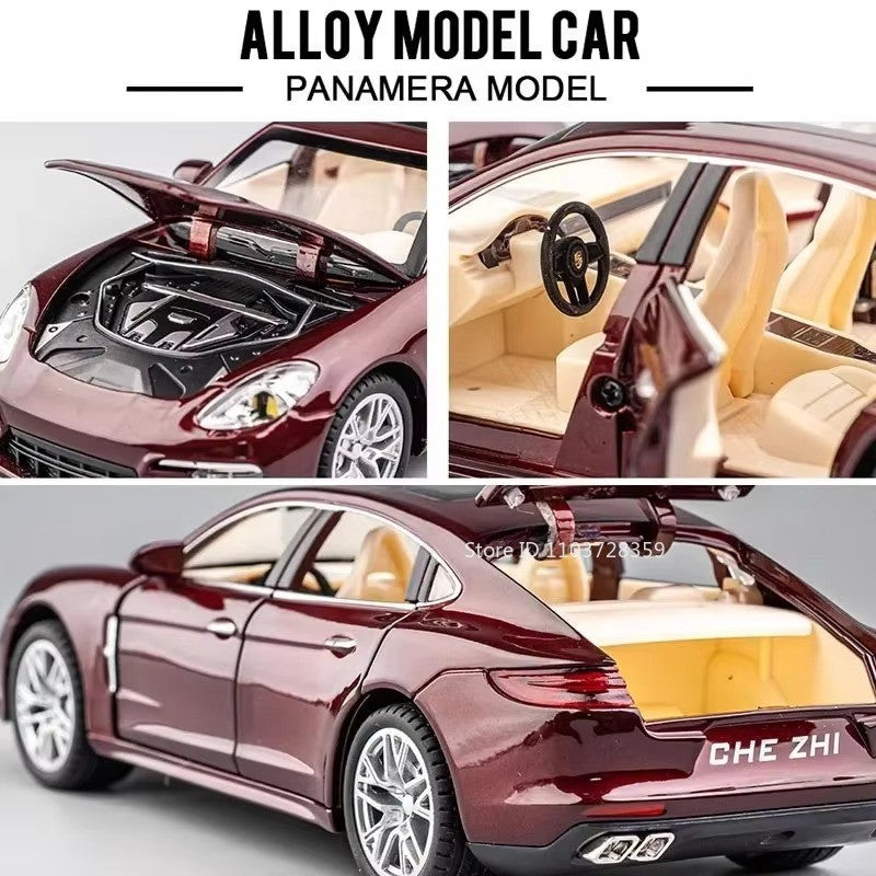 1:24 Scale Panamera Miniature Car Model Toys Alloy Diecast with 6 Doors Opened Pull Back Toy Vehicles for Kids Birthday Gift