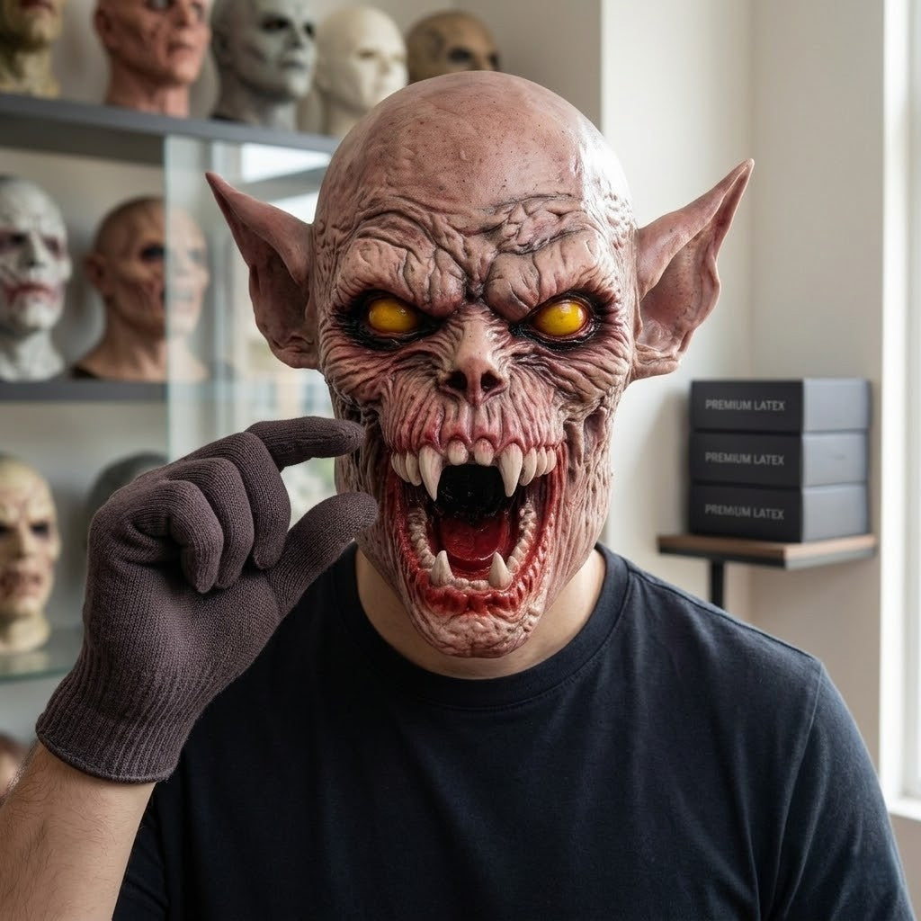 Scary Realistic Demon Vampire Mask Latex Full Head Horror Ghoul Monster Mask For Halloween Cosplay Party Props Adult Costume