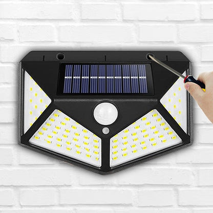 Solar Security Lamp Outdoor Garden Decor Waterproof Solar Powered 100 LED PIR Motion Sensor Spotlight for Yard & Pathway, Fence.