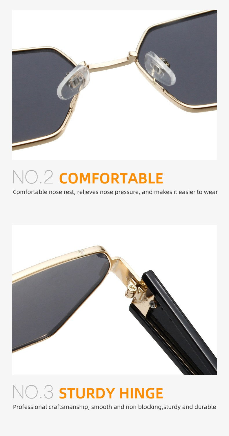 Metal Rectangle Sunglasses Women Fashion High Quality Frame Glasses Vintage Brand Designer Eyewear UV400