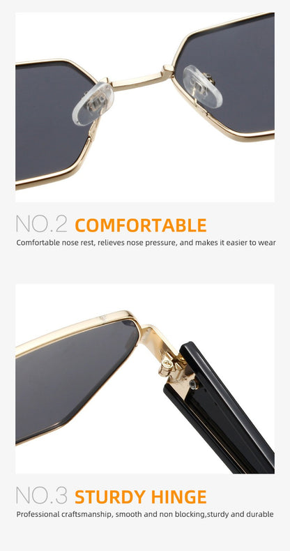 Metal Rectangle Sunglasses Women Fashion High Quality Frame Glasses Vintage Brand Designer Eyewear UV400