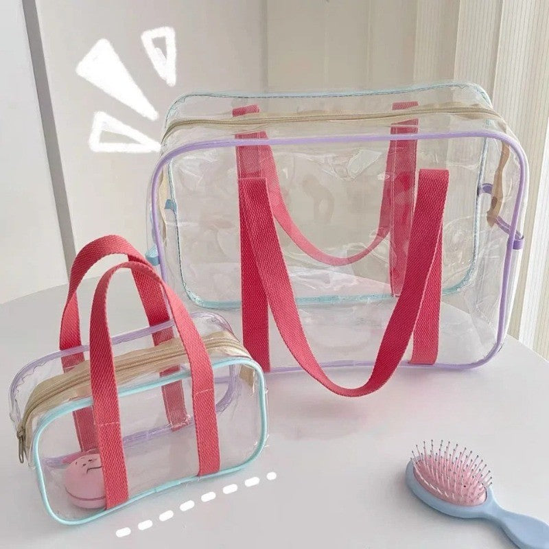 Makeup PVC Jelly Bag Business Trip Transparent Toiletries and Cosmetics Bag Travel Waterproof Swimming Storage Beach Bag