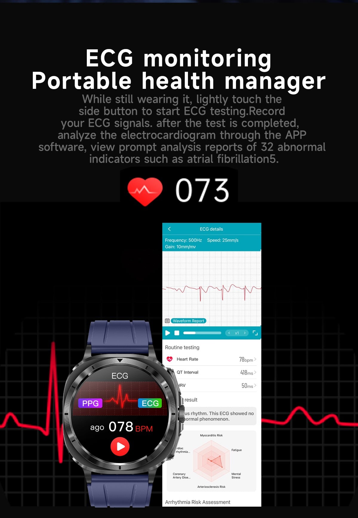 Novo Relógio de Saúde Ácido Úrico Pressão Arterial Oxigênio no Sangue Análise Corporal Gordura Corporal Smartwatch ECG+PPG Chamada Bluetooth Relógio Mulheres Homens