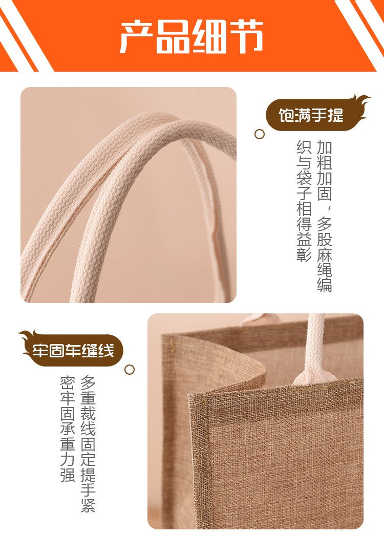 Linen Bag Hand-painted Cotton Sacks Jute Portable Imitation Sacks Linen Bags Shopping Bags Laminated Bags