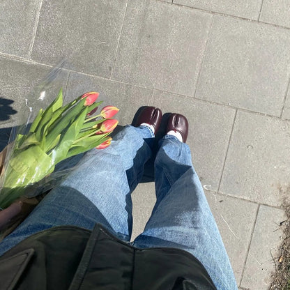 IPPEUM Tabis Shoes Black Ballets Flats Split Toe Women Mary Janes Plus Size 44 Dress Loafers Ballerina Zapato Mujer