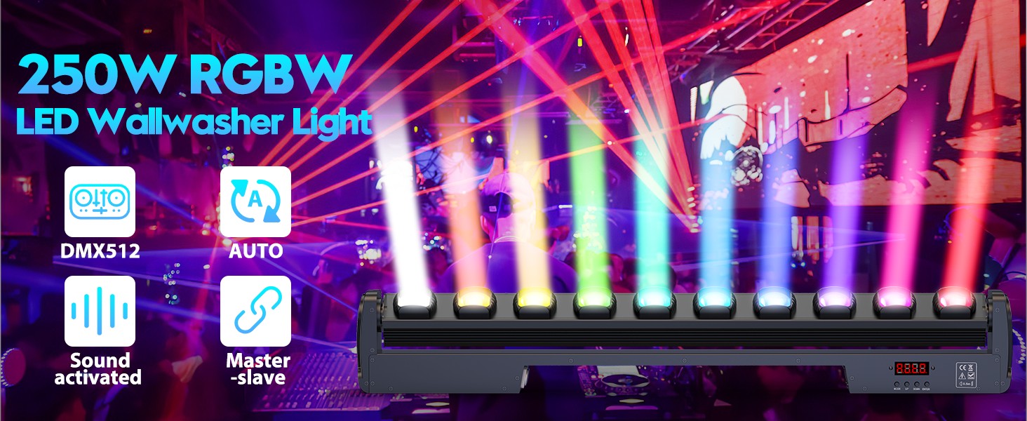 2PCS RGBW 4in1 Wall Wash Light 250W Swing Dot Beam Lights DJ Disco Party Lights LED Effect Light for Stage Theater Bar Wedding