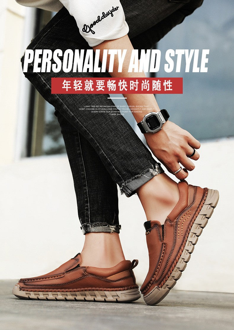 Men Handmade Genuine Leather Loafers Casual Comfortable High Quality Retro Business Shoes Spring and Autumn Men's Dress Shoes
