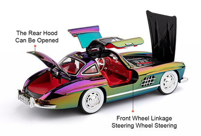 1:24 Visão GT 300SL Carro Esportivo Modelo Liga Fundida Brinquedos Som Luz Puxar para Trás Portas Abertas Veículos Miniatura Presentes para Crianças