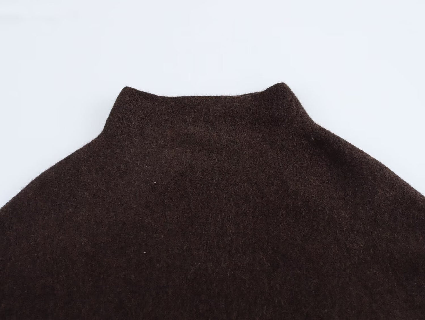 JNLEAOG Casaco de Gola Alta Assimétrica de Malha Feminina para Rua Elegante Fibra de Poliéster Outono Nova Chegada Design de Moda