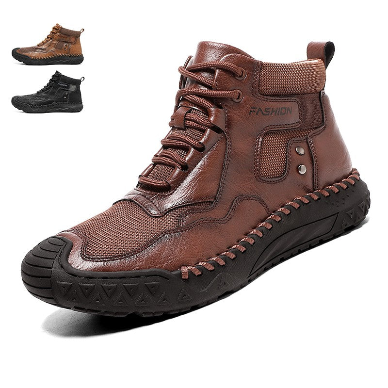 New Autumn Handmade Leather Men Boots Outdoor Design Sneakers Man Breathable Casual Leather Shoes Men Ankle Boots Fall Plus Size