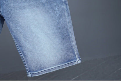 Men's Straight Casual Denim Shorts Simple Solid Color Slim Jeans Comfortable Breathable Bermuda Short Pants Summer
