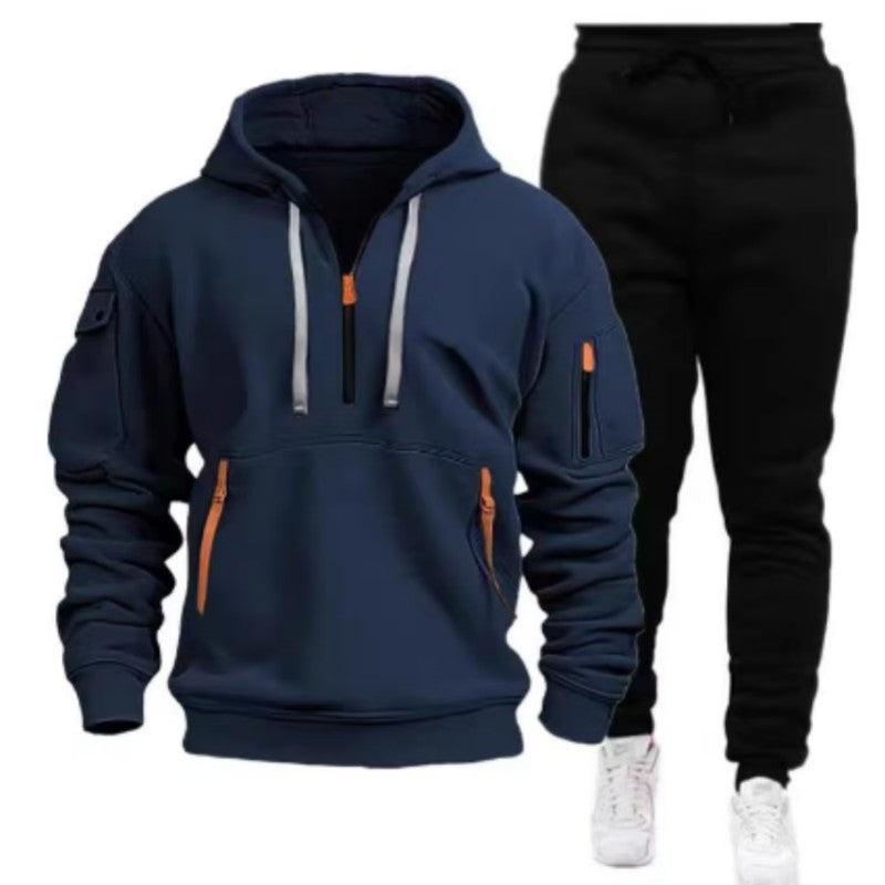 Men Tracksuit Casual Joggers Hooded Sportswear Jackets And Pants 2 Piece Sets Hip Hop Running Sports Suit S-XXXL