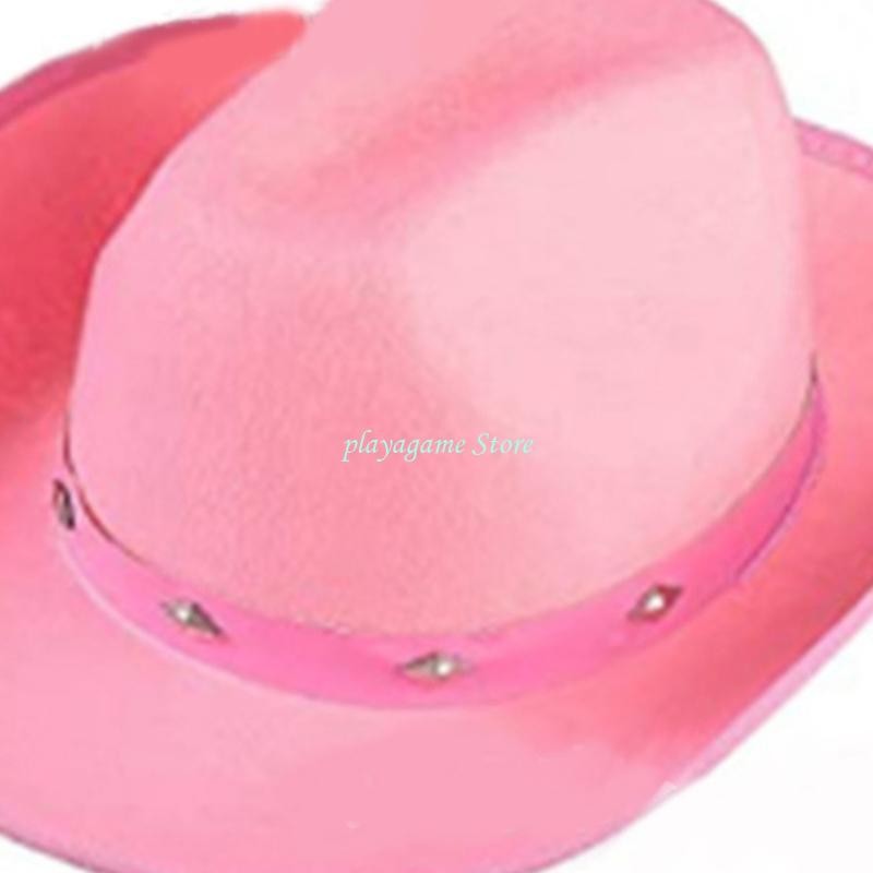 Y88A Cowboy Hat with Adjustable Rope Cowgirls Big Brim Party Accessory