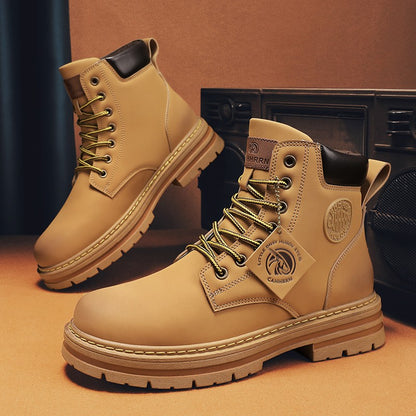 Botas Masculinas Grandes 48 Botas de Motocicleta Cano Curto Masculinas Impermeáveis para Caminhada Chelsea de Inverno Botas Retrô Confortáveis Botas Masculinas